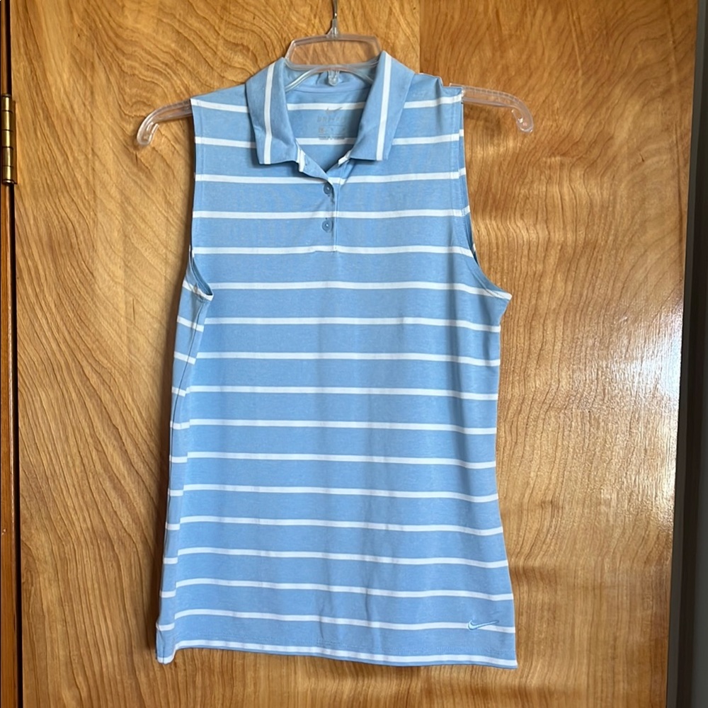 Nike Blue and White dri-fit Polo